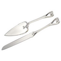 Silver Plated Heart Cake & Knife Set